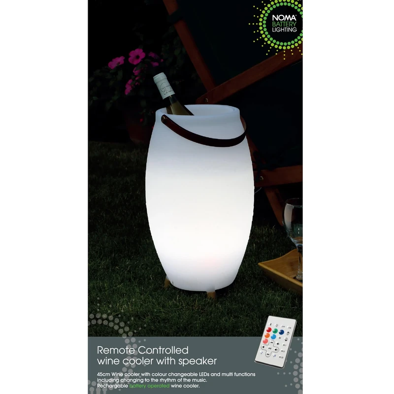 NOMA Remote Controlled Colour Changing Wine Cooler with Built in Bluetooth Speaker, 45 cm, Battery Operated (Pack of 1) - Image 1