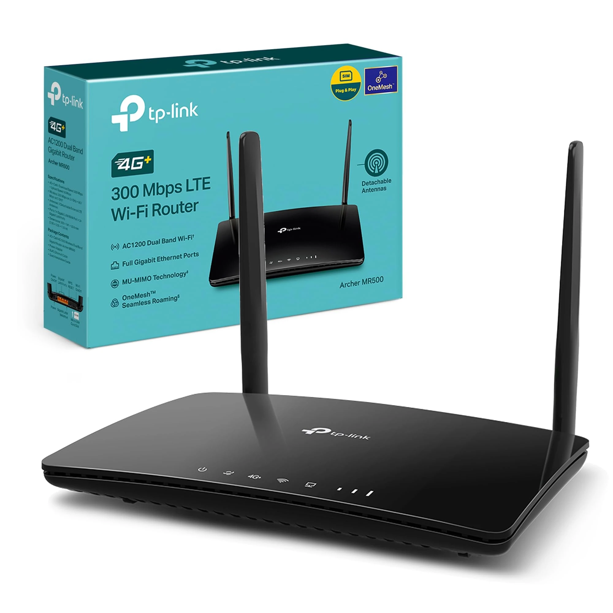 TP-Link Archer MR500 AC1200 4G+ Cat6 WiFi Router with Sim Slot, Superfast 4G+ LTE Speed, External Antenna, MU-MIMO, Plug & Play