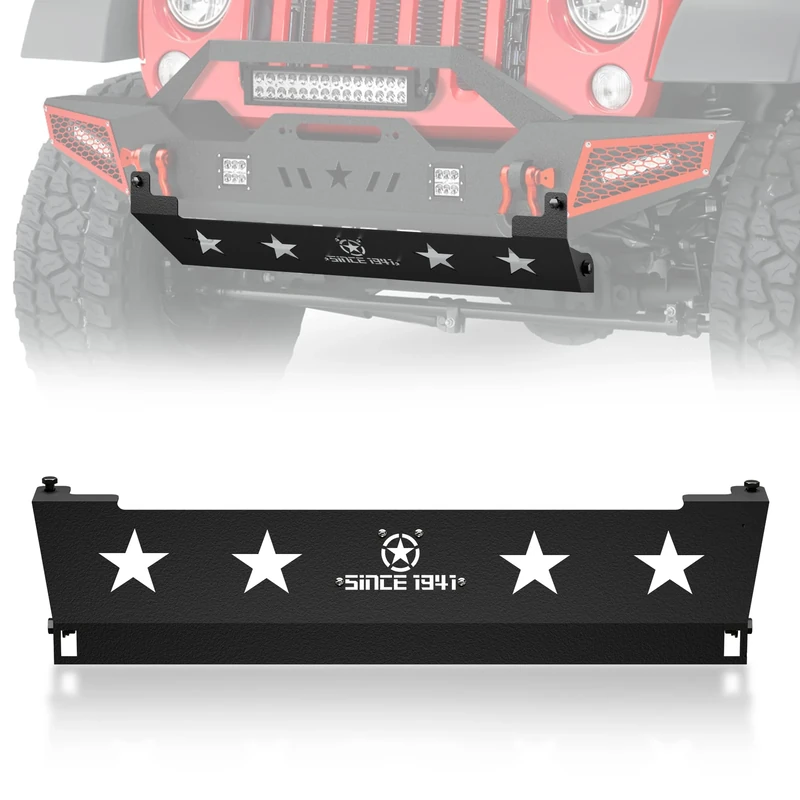 YZONA JK Front Skid Plate Steel Bumper Cover Compatible with Jeep Wrangler JK 2007-2018 2 Door & 4 Door, Lower Guard Plate Off-Road Engine Protection Bolt-on (Not Suitable for Original Factory Bumper)