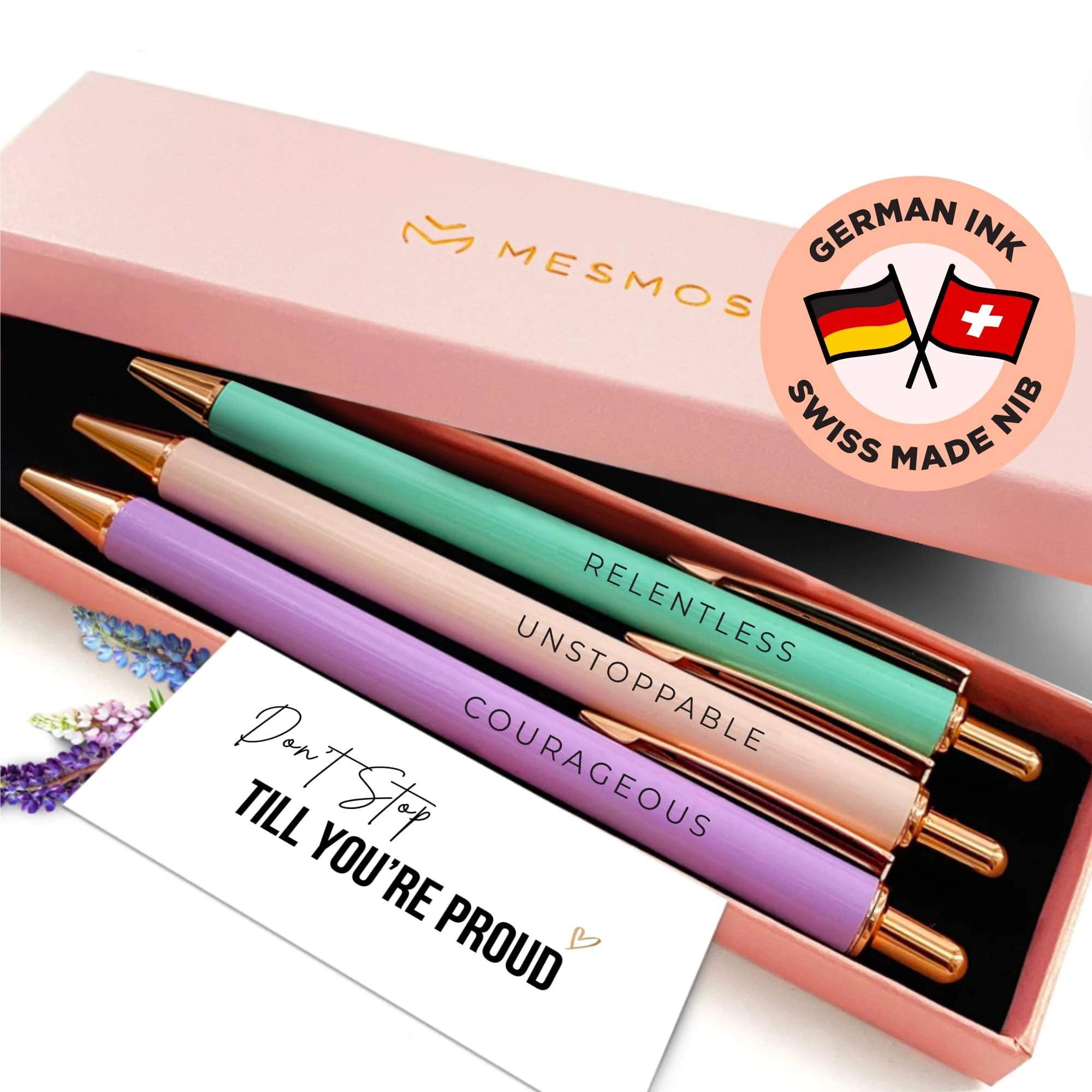 MESMOS Fancy Pen Set, Inspirational Gifts for Women, Motivational Gifts, Office Motivational Boss Lady Writing Nice Unique Click Pens, Server Promotion Pretty Pens