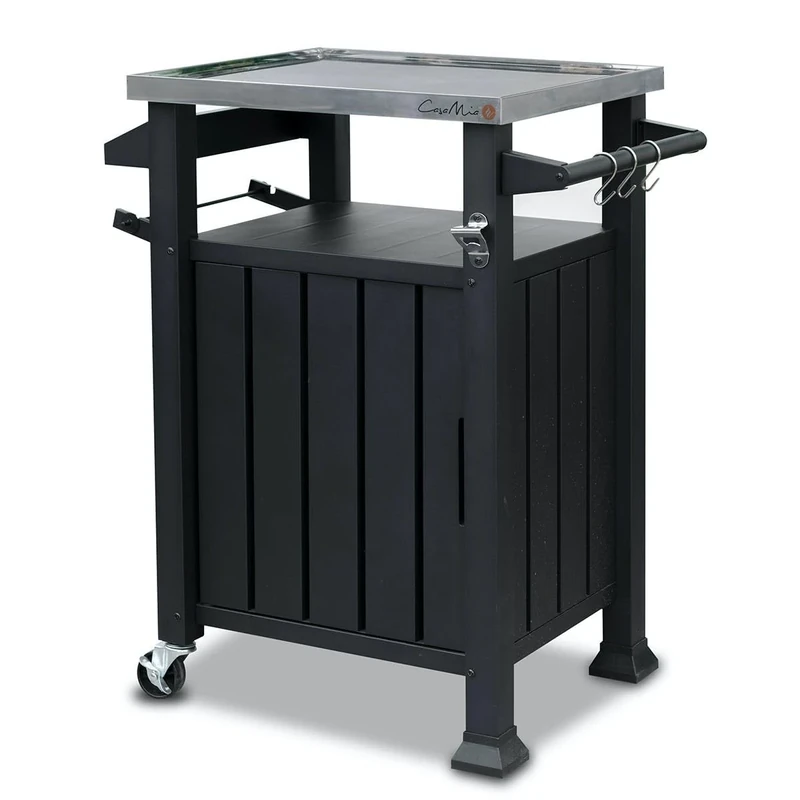 Casa Mia Pizza Oven Table - Outdoor Kitchen Trolley/BBQ Stand with Gas Bottle Storage
