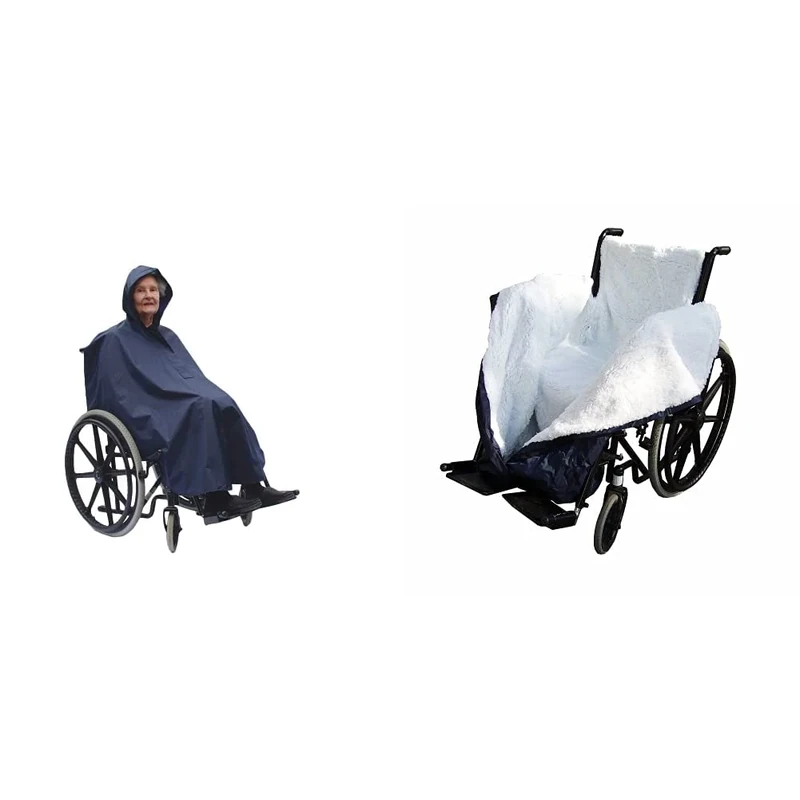 NRS Healthcare Large Lightweight and Waterproof Wheelchair Poncho with Hood & Fleece Lined Waterproof Cosy Wheelchair