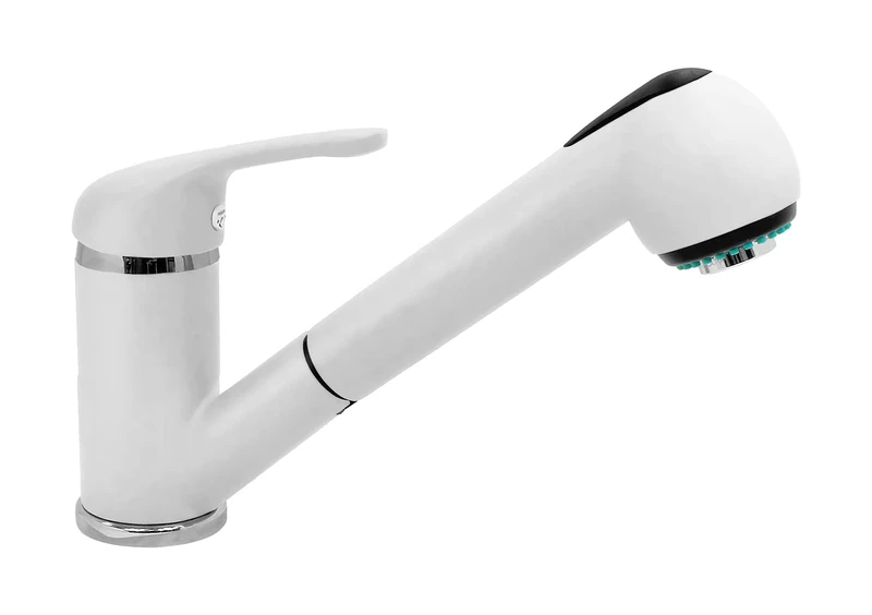 Kitchen Mixer Plados QUARMIXEXT Single Lever with Pull-Out Shower with Double Jet Color - Milk White