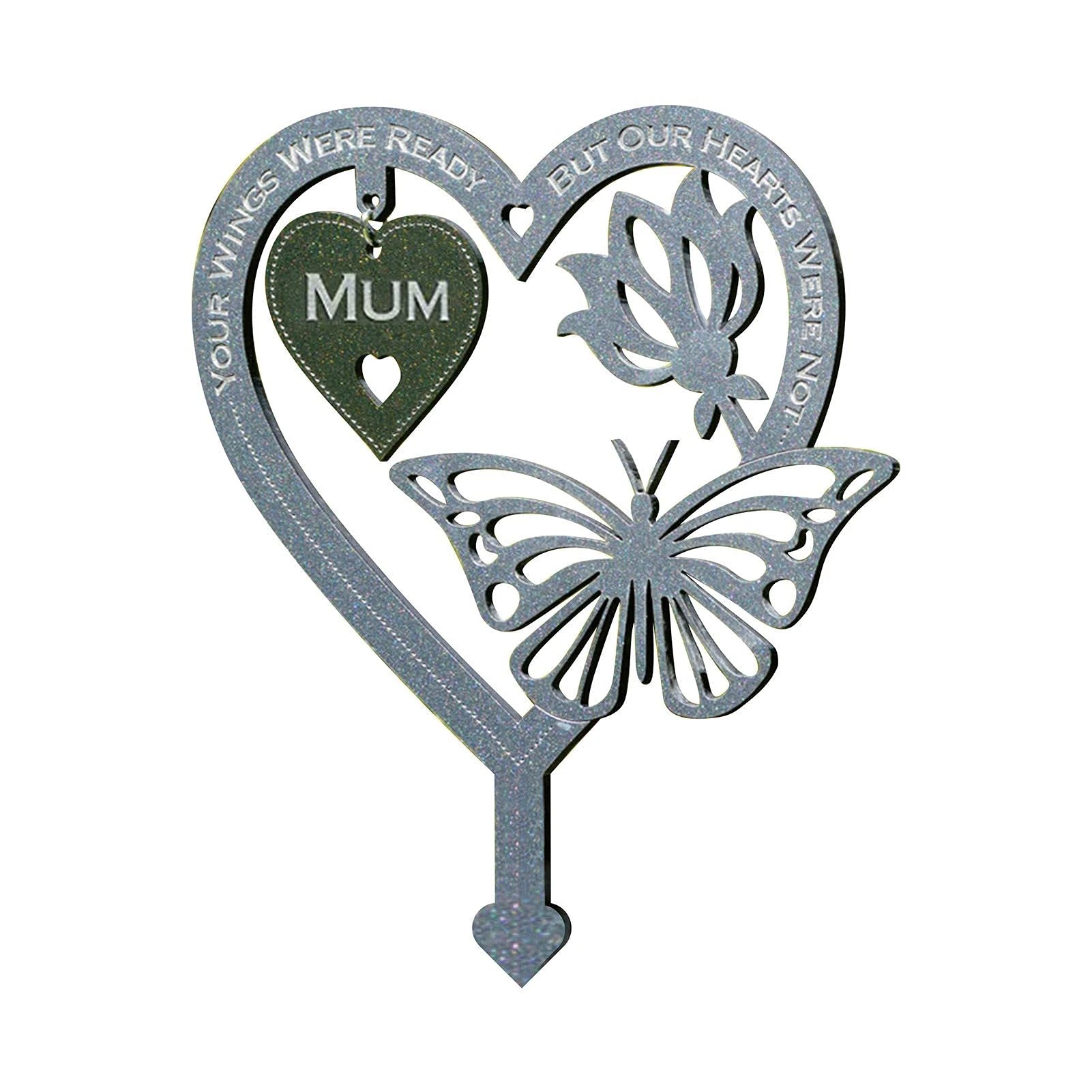 YIJOY 1pcs Garden Memorial Plaque Weatherproof Butterfly Ornament Your Wing Were Ready, But Our Heart Were Not For Mom, Dad, Best Friend, Husband, Memorial Gift