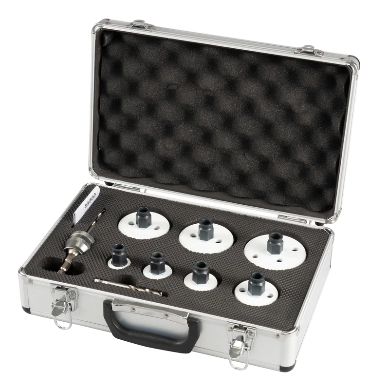 Makita EZYCHANGE E-12295 Universal Hole Saw Set 9-Piece Diameter 25-76 mm Including Transport Case Adaptor with Hexagonal Socket Including Pilot Drill