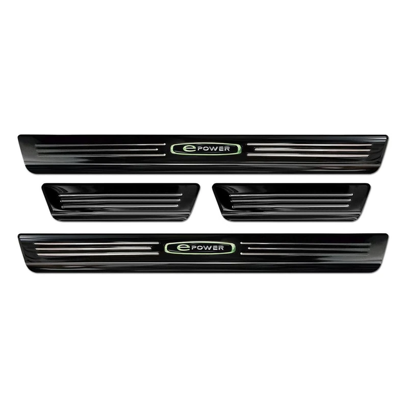 Avisa Black Inox door sill protectors compatible with Volkswagen ID.3 2020-2023 & FL 2023- 'E-Power' - 4-pieces - Image 1