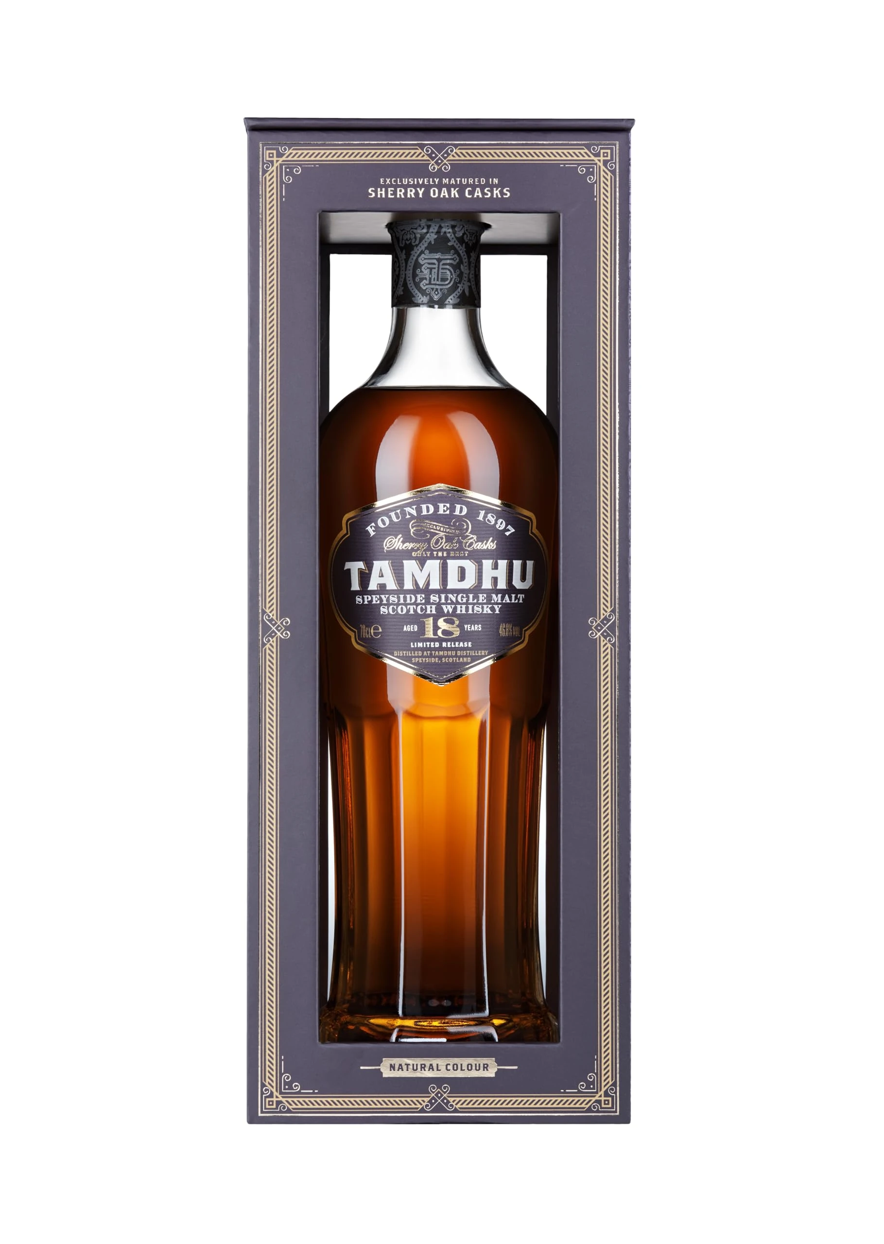 Tamdhu 18 Year Old | 70cl 46.8% ABV | Speyside Single Malt Scotch Whisky | Notes of Cherries and Red Apple | Award-Winning | Matured in Sherry Casks | Natural Colour | Ideal for Christmas Gifting