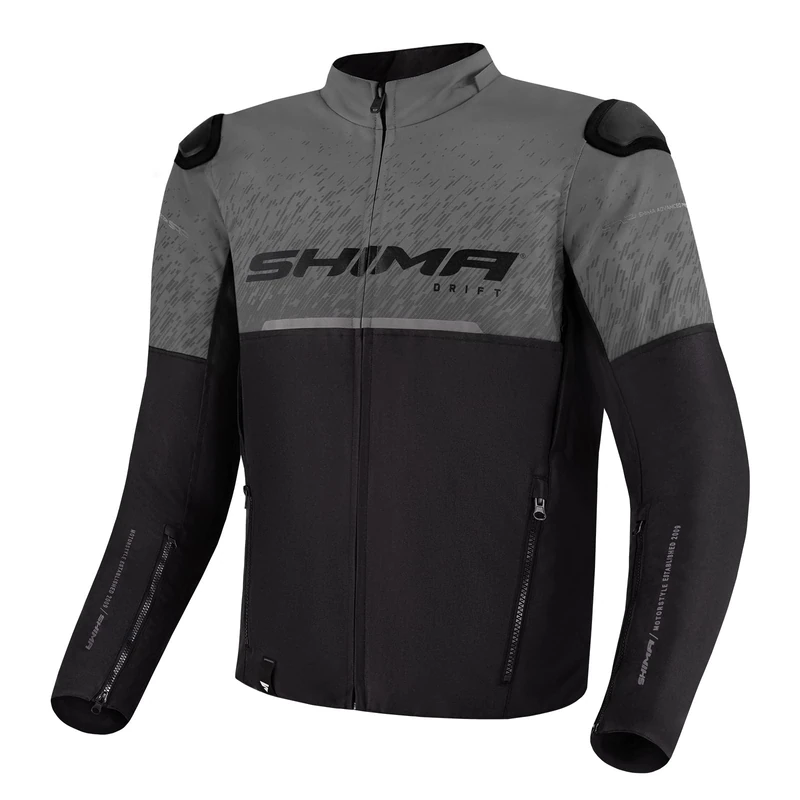 SHIMA DRIFT Motorbike Jacket for Men Lightweight Breathable Summer Mesh Mens City Biker Jacket with CE Back Shoulder Elbow Armor Pads Width Adjustment (Grey, L)