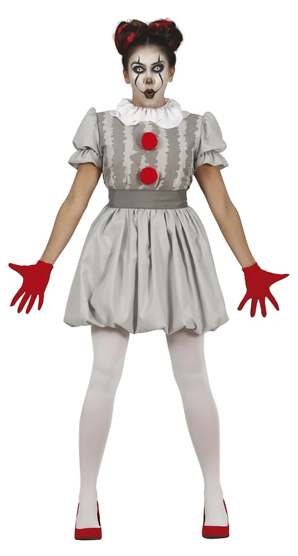 FIESTAS GUIRCA Gray Dress Clown Fancy Dress Costume Adult Woman Size M 10-12