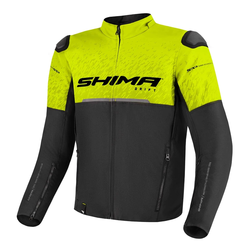 SHIMA Drift Motorbike Jackets for Men AirForce Back Protector Armour Riding Motorcycle Jacket Summer Bikers Ventilated Lightweight Armoured Textile Motorcycles (Mens, Fluo, L)