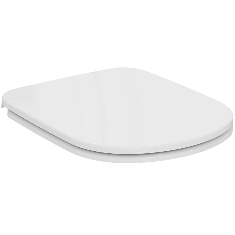 Ideal Standard i.Life A Toilet seat and Cover, D-Shape, Durable Toilet seat, Including Hinge Set for Easy Installation, Scratch-Resistant duroplast – White (365x445x40 mm)