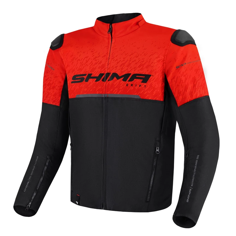 SHIMA Drift Motorbike Jackets for Men AirForce Back Protector Armour Riding Motorcycle Jacket Summer Bikers Ventilated Lightweight Armoured Textile Motorcycles (Mens, Red, L)
