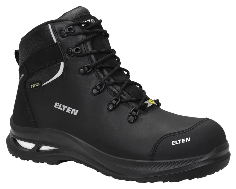 ELTEN Terence XXG PRO GTX Black Mid ESD S3 HI CI Safety Shoes for Men and Women, Leather, Plastic Cap (Lighter than Steel Toecap), Lightweight, Robust, black, 8 UK