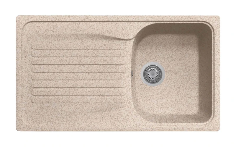 Plados Quartz Kitchen Sink for Built-in Sink HR0861 Single Bowl Plus Draining Board - Oat