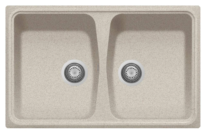 Plados SP0792 Two Basin Fitted Kitchen Quartz Sink Oat