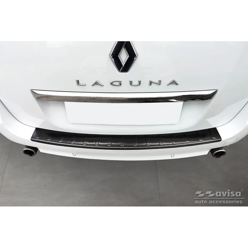 Avisa Black Stainless Steel Rear bumper protector compatible with Renault Laguna III Grandtour 2007-2015 'Ribs'