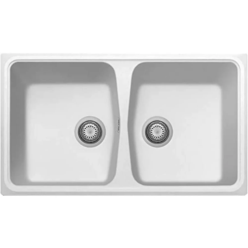 Plados SP0862 Two Bath Quartz Kitchen Sink White