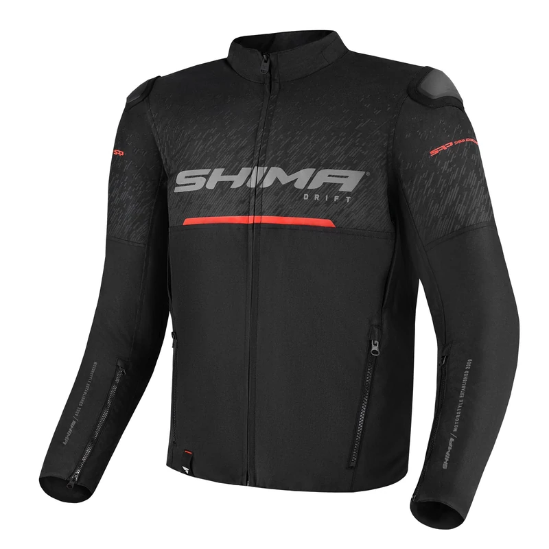 SHIMA Drift Motorbike Jackets for Men AirForce Back Protector Armour Riding Motorcycle Jacket Summer Bikers Ventilated Lightweight Armoured Textile Motorcycles (Mens, Black, 4XL)