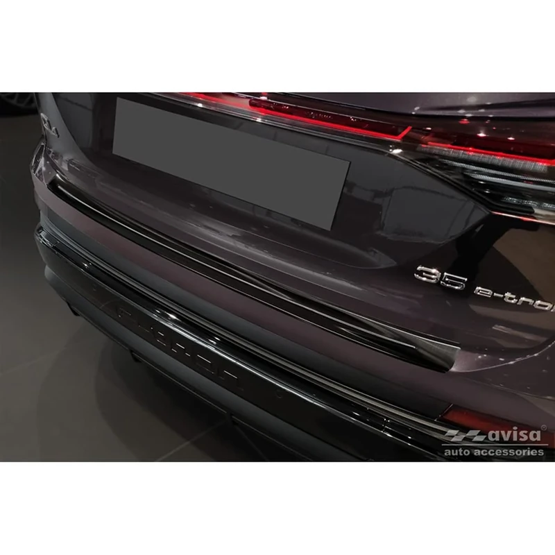 Avisa Black Stainless Steel Rear bumper protector compatible with Audi Q4 E-Tron 2021-