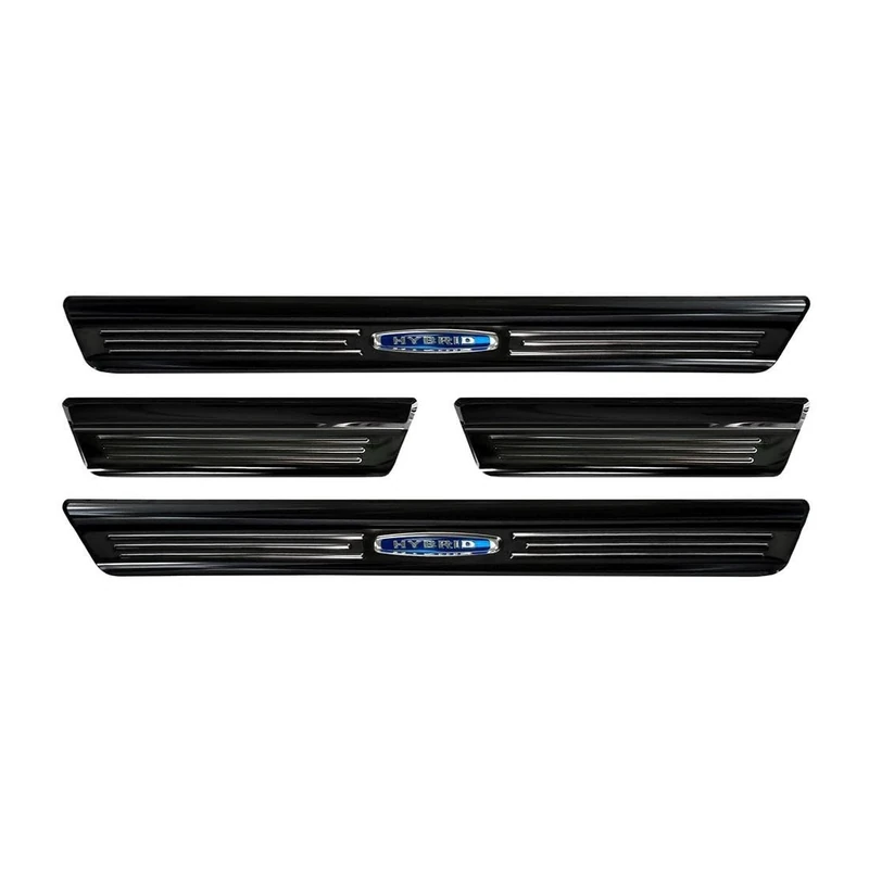 Avisa Black Inox door sill protectors compatible with Volkswagen Golf VIII Hatchback/Variant 2020-2024 & FL 2024- 'Hybrid' - 4-pieces