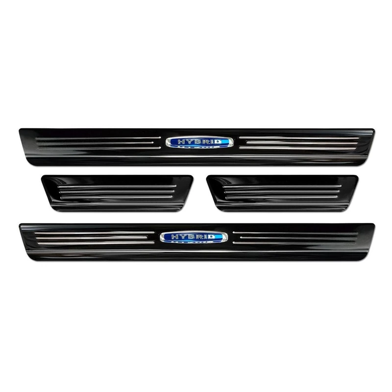 Avisa Black Inox door sill protectors compatible with Skoda Octavia IV Sedan/Combi 2020-2024 & FL 2024- 'Hybrid' - 4-pieces