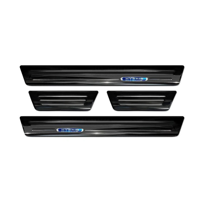 Avisa Black Inox door sill protectors compatible with Toyota Yaris 2020- incl. Facelift, excl. GR / Toyota Yaris Cross 2021- / Toyota C-HR II 2023- 'Hybrid' - 4-pieces