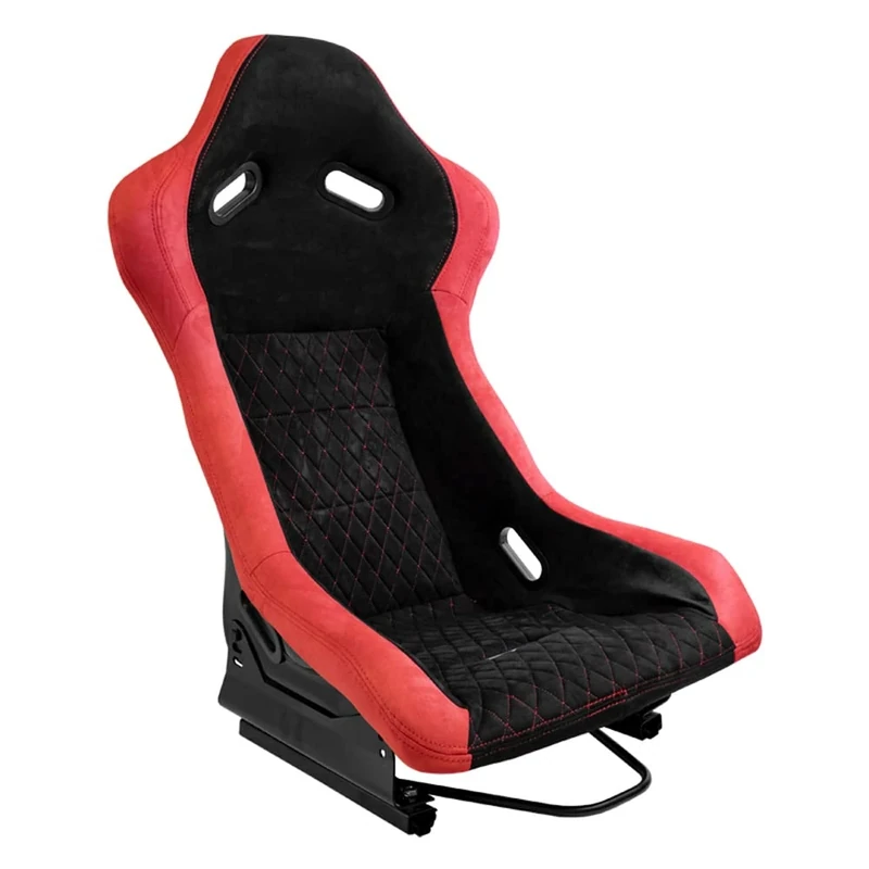 AutoStyle Sport seat 'LV' - Black/Red - Non-reclinable fibreglass back-rest - incl. slides