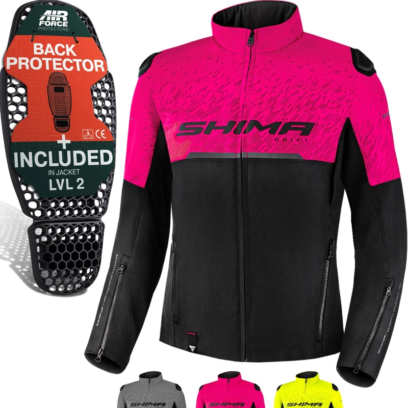 SHIMA DRIFT LADY Motorbike Jacket for Women Lightweight Breathable Summer Mesh Womens City Biker Jacket with CE Back Shoulder Elbow Armor Pads Width Adjustwoment (Womens, Pink, XS) - Image 1