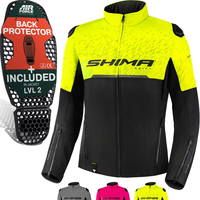 SHIMA DRIFT LADY Motorbike Jacket for Women Lightweight Breathable Summer Mesh Womens City Biker Jacket with CE Back Shoulder Elbow Armor Pads Width Adjustwoment (Womens, Fluo, L)
