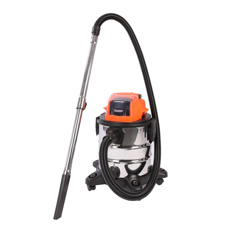 Yard Force 20V Wet and Dry Vacuum Cleaner -Indoor & Outdoor Cleaning - 20L Stainless Tank with 4.0Ah Battery and Charger - LW CVC1, LW CVC1-UK, Silver