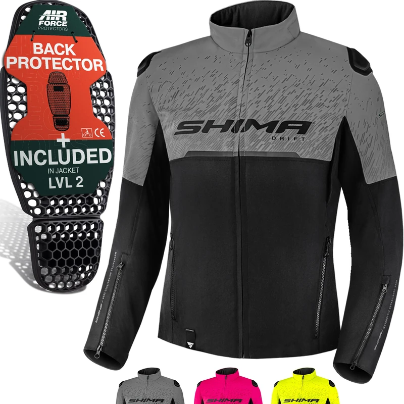 SHIMA DRIFT LADY Motorbike Jacket for Women Lightweight Breathable Summer Mesh Womens City Biker Jacket with CE Back Shoulder Elbow Armor Pads Width Adjustwoment (Womens, Grey, XS)