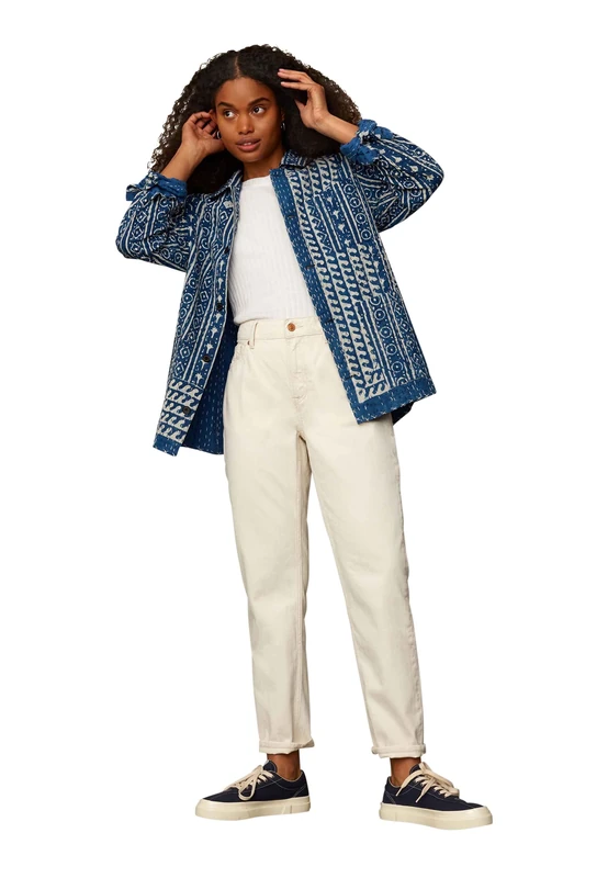 Kings of Indigo Women's Caroline Cropped Jeans, Clean Recycled Ecru, 27W x 31L