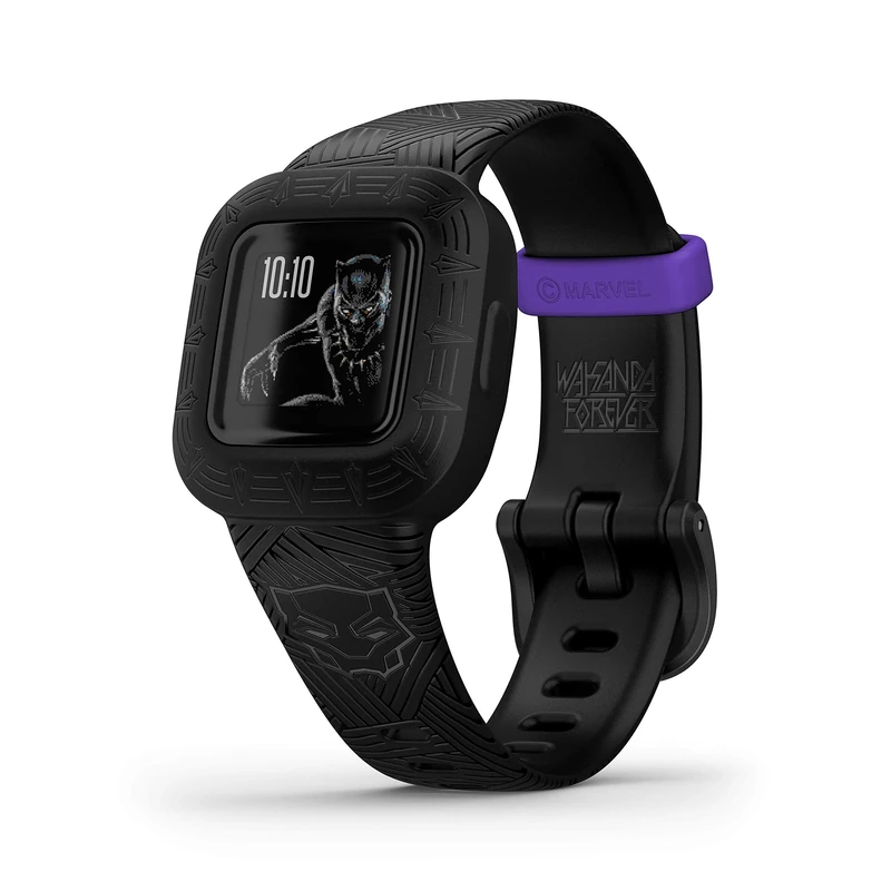 Garmin vivofit Jr.3 Fitness Tracker for Kids, Includes Interactive App Experience, Swim-Friendly, Up To 1-year Battery Life, Adjustable watch band, Marvel Black Panther (Renewed) - Image 1