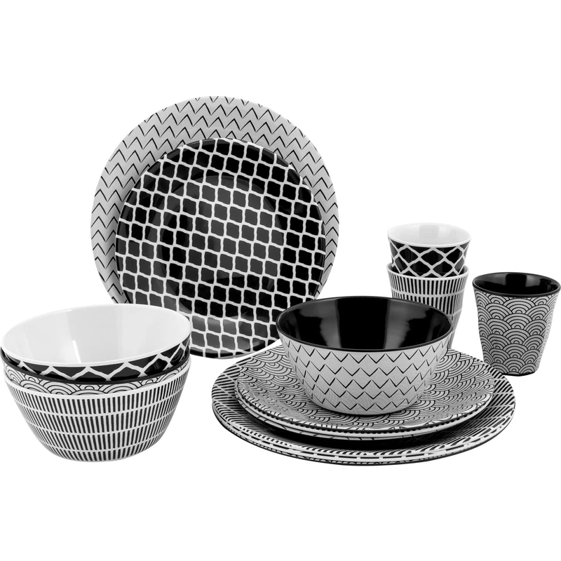 BO-Camp 6181384 Vajilla Bc Mix&Match M. Black 16P for Adults, Made for Everyday use, Black - Image 1
