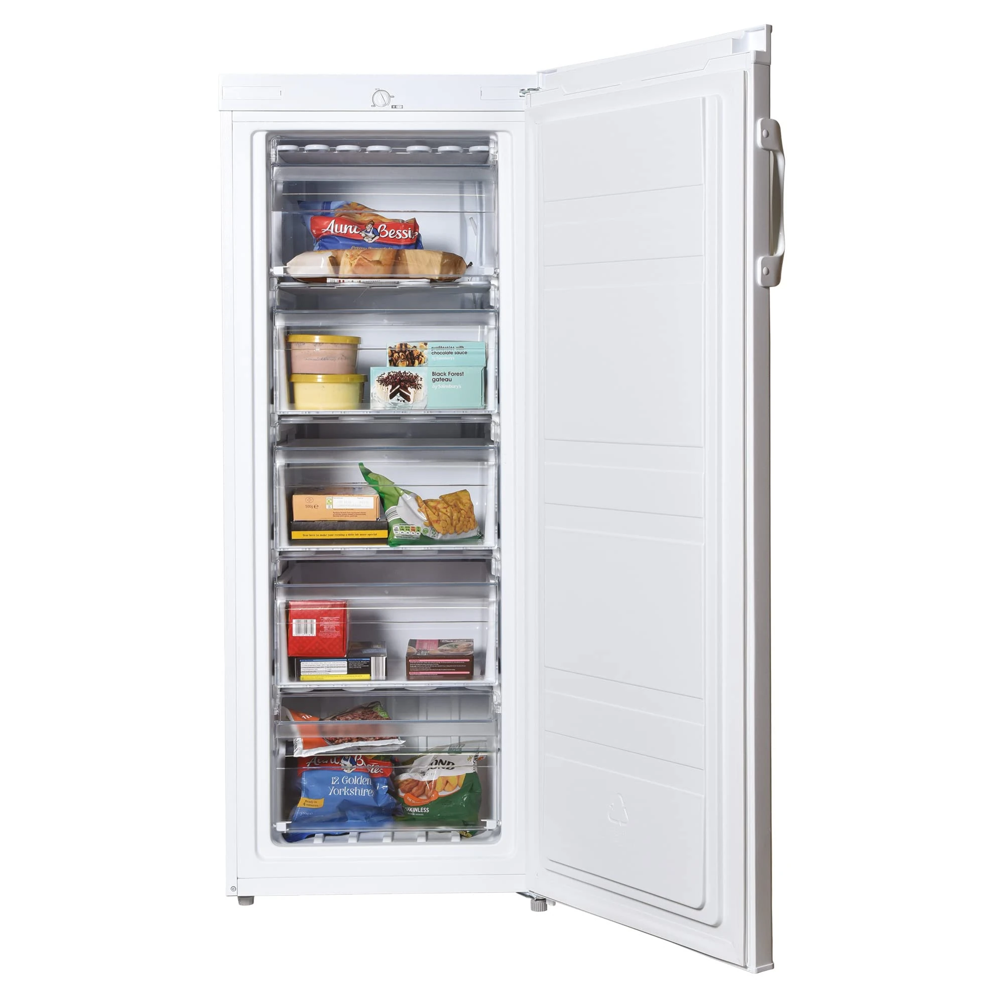 Statesman TF160LWE Tall Freezer 157 Litre, 2 Flap Closure Compartments, 3 Clear Drawers, Reversible Door, Adjustable feet, 55 cm Wide, 2 Year Parts & Labour Guarantee, White