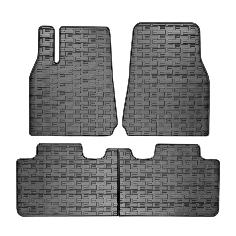 CIKCar Rubber car mats set compatible with Tesla Model Y 2020- (3-pieces + fixing system)