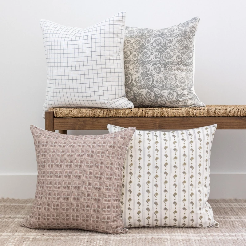 Woven Nook - Modern & Luxurious 18" x 18" Decorative Boho Throw Pillow Covers - Durable Quality & Machine Washable - 100% Cotton Canvas - Margot Design - 4 Pack (18"x18")