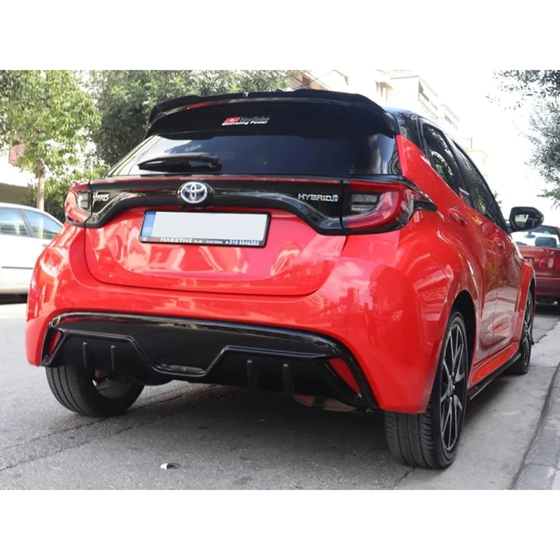 Motordrome Rear bumper skirt (Diffuser) compatible with Toyota Yaris (P21) 2020- (ABS Gloss black)