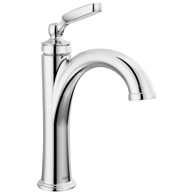 Delta Woodhurst Single Hole Bathroom Faucet, Chrome, Single Handle Bathroom Sink Faucet, Diamond Seal Technology, Drain Assembly