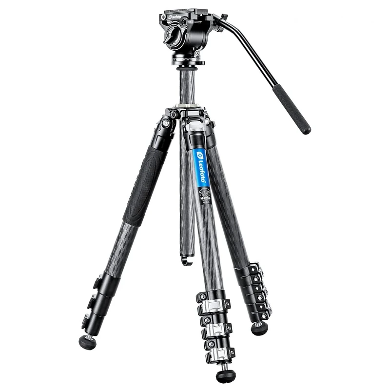 Leofoto - Manba - Carbon Tripod For Cameras - Including Videohead - Load capacity of 4kg - Extendable Feet - Min. Height of 17,5 cm to a Max. Height of 158 cm - LV-284C + BV-5