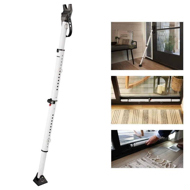 Master Lock Compact Door Stopper Folding Security Bar, Adjustable for Hinged and Sliding Doors, White - Image 1