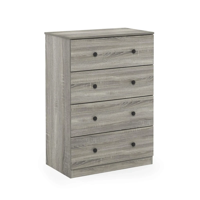 Furinno Tidur Simple Design 4-Drawer Dresser, French Oak Grey