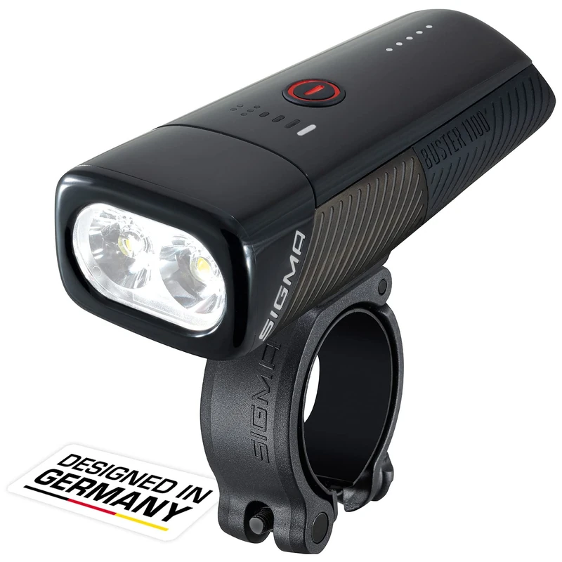 SIGMA Bike Lights BUSTER 1100 - USB C Rechargeable | Front Bike Light with Versatile Modes and High-Performance Dual LED with 1100 Lumens & 165 Meters Beam Range | IPX4 Waterproof Bicycle Lights