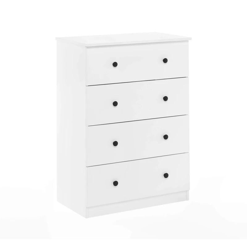 Furinno 4-Drawer Dresser, Solid White