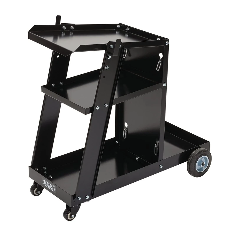 Draper 08005 3-Tier Welding Trolley, Heavy Duty Steel, Storage for Gas Bottle Tanks, 50kg, Black