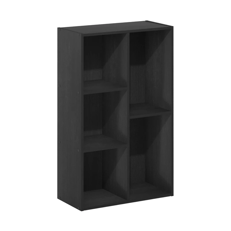 Furinno LUDER Book Shelf, 5-Cube Bookshelf, Tool Free Assembly Open Shelves Bookcase 9.4 x 19.7 x 31.5, for Living Room, Bedroom, Home Office, Blackwood