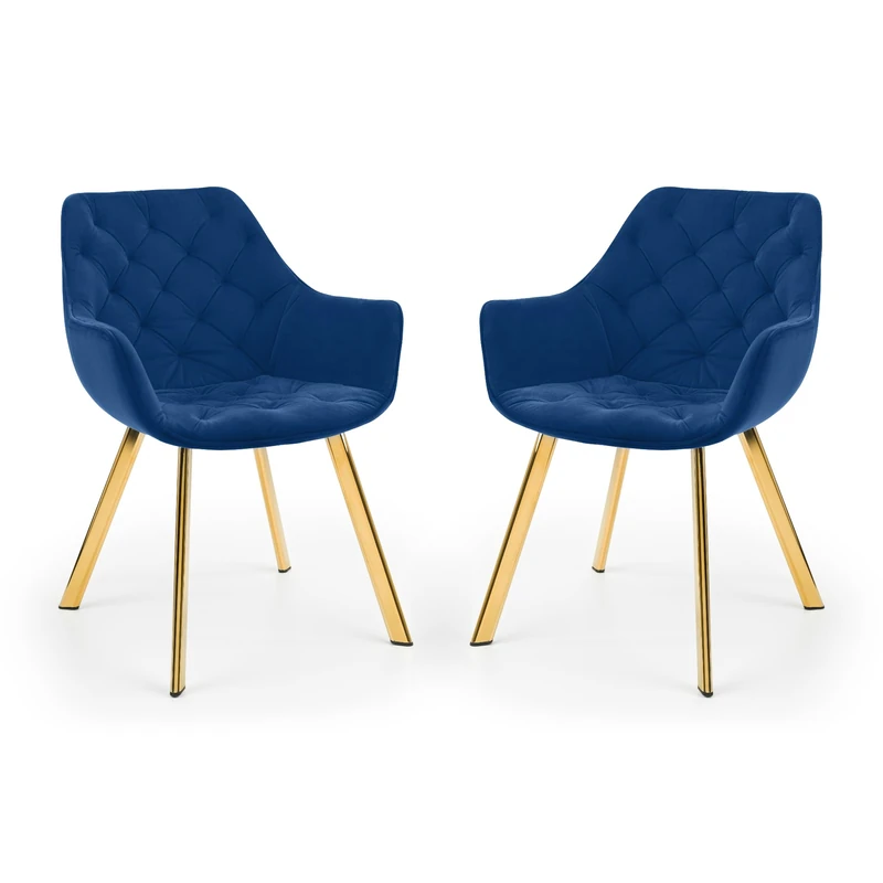 Julian Bowen Set of 2 Lorenzo Dining Chairs, Blue, One Size (LOR004)