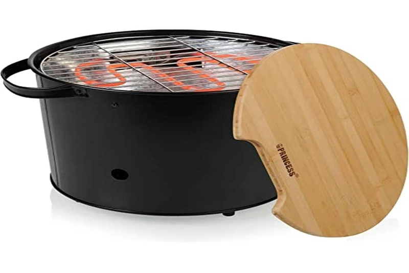 Princess 112240 Electric or Charcoal Hybrid Barbecue with Bamboo Cutting Board, 1400 W - Image 1