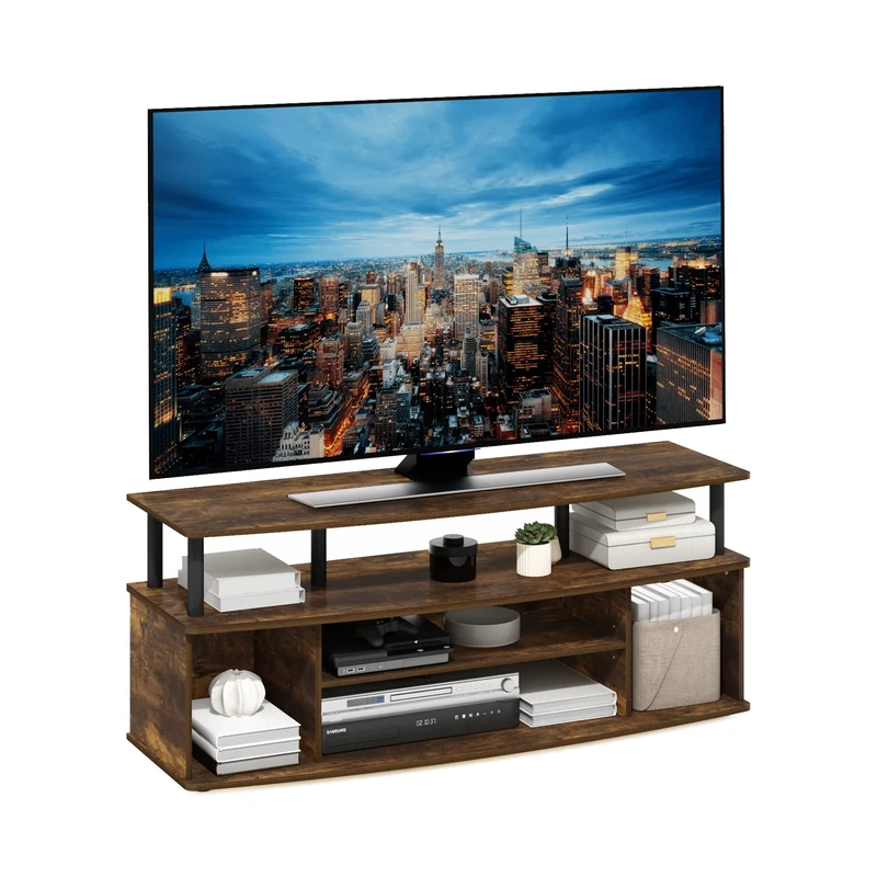 Furinno JAYA TV Stand, Large Entertainment Center, TV Console for TV up to 55 Inch, for Living Room, Bedroom, Amber Pine