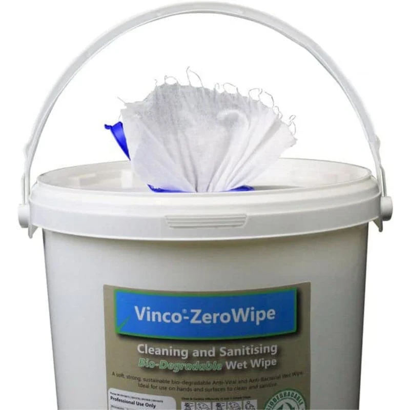 VINCO-ZEROWIPE BIO-DEGRADABLE WET WIPES - 200X200MM - BUCKET OF 500